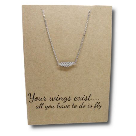 Stainless Steel Necklace On Message Card Wing ExistNECKLACE091