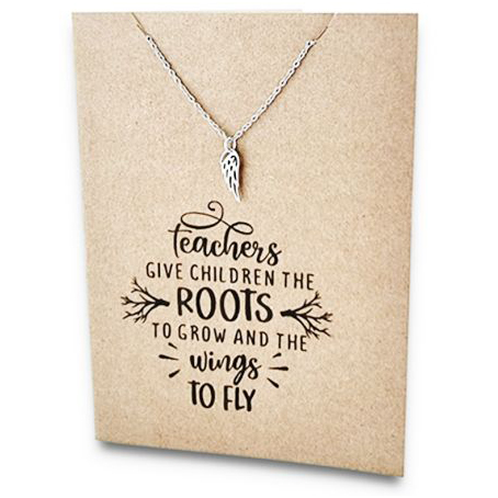 Stainless Steel Necklace On Message Card-Wing Teachers