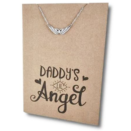 Stainless Steel Necklace On Message Card-Wings Daddy's Angel