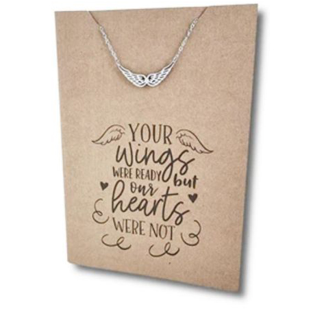 Stainless Steel Necklace On Message Card Wings HeartNECKLACE265