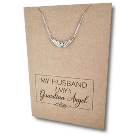 Stainless Steel Necklace On Message Card-Wings My Husband