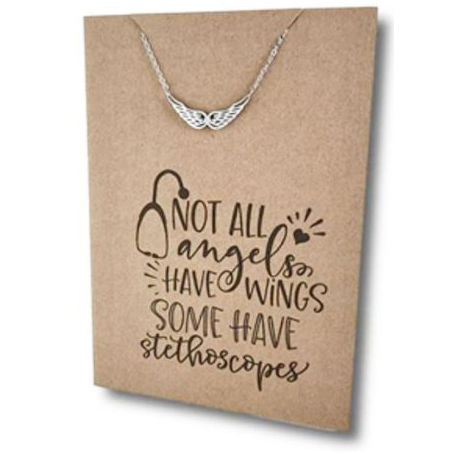 Stainless Steel Necklace On Message Card Wings Not All AngelsNECKLACE342