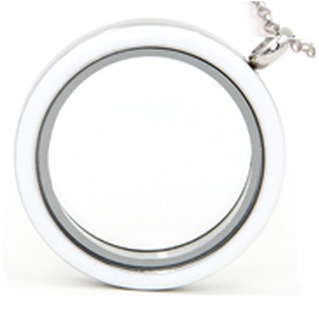 White Stainless Steel Floating Locket with chain - FLEW